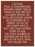 Ontario CA Unsupervised Pool >93m2 Sign